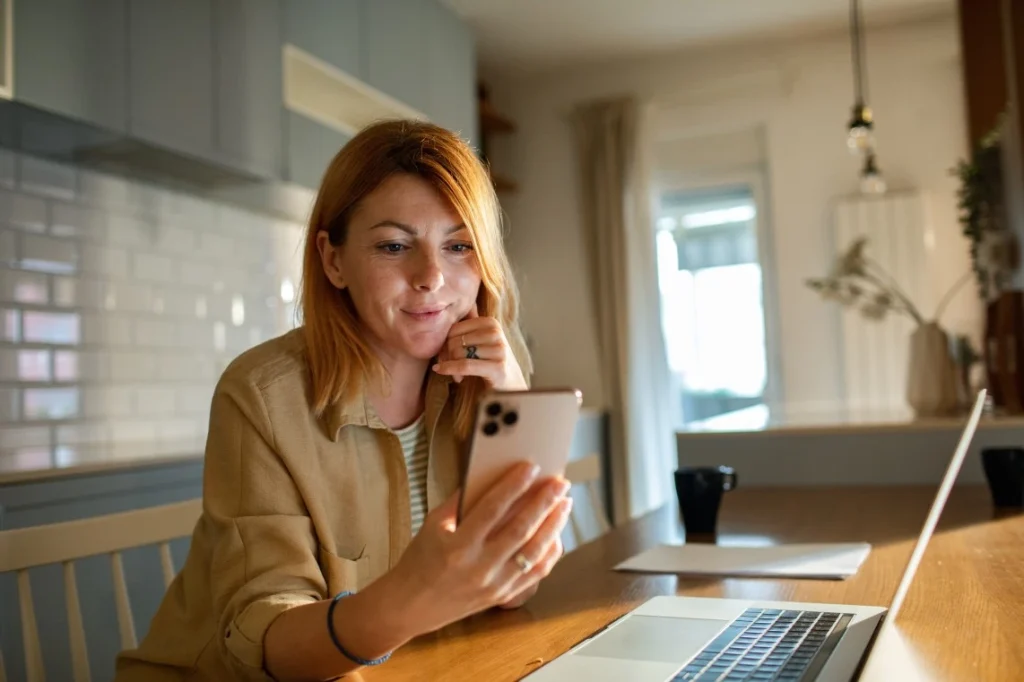 Woman looking at her phone