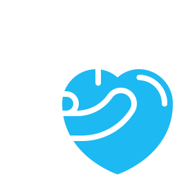 Cartoon hand holding a person and a love heart